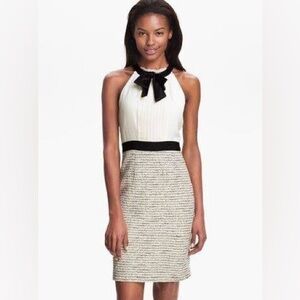Trina Turk Kissy Dress Halter Sz 6 Mixed Tweed Sheath Ivory